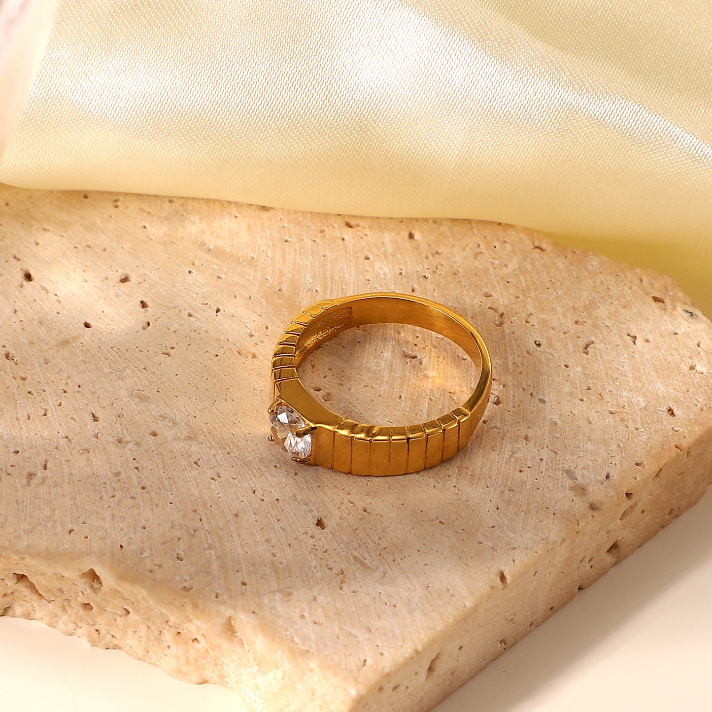 Solene Zircon Solitaire stone facet close-up