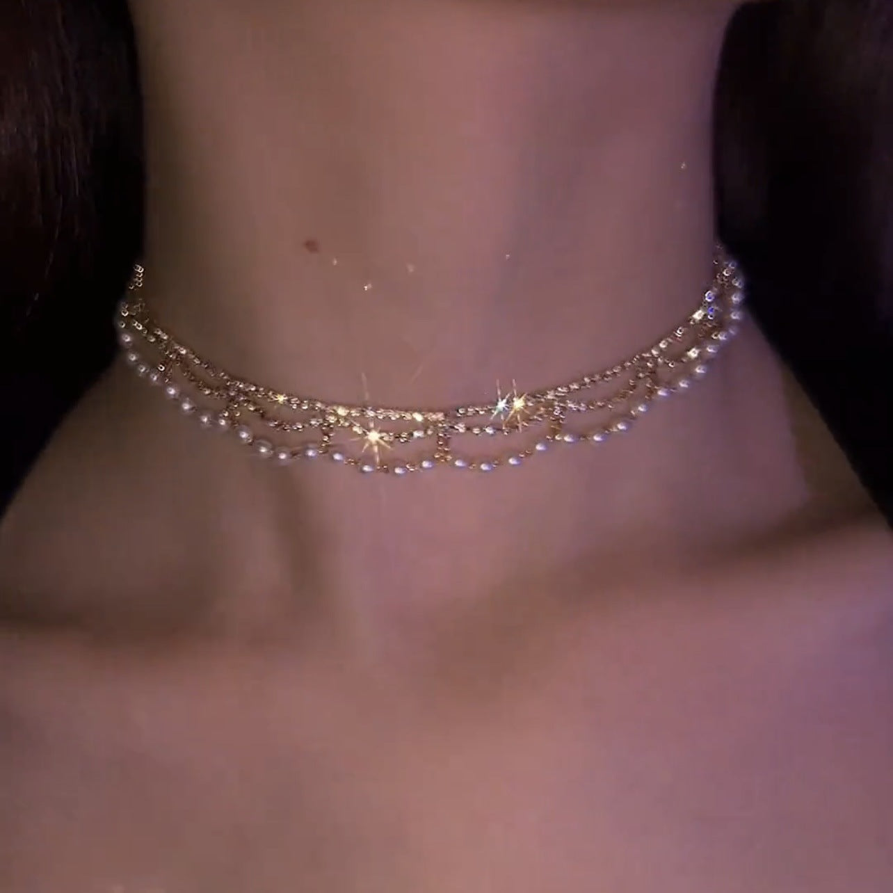 CHIVIQUE Pearl Collarbone Choker freshwater pearls