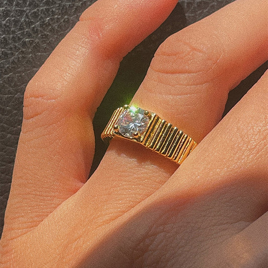 CHIVIQUE Solene Zircon Solitaire Ring stainless steel