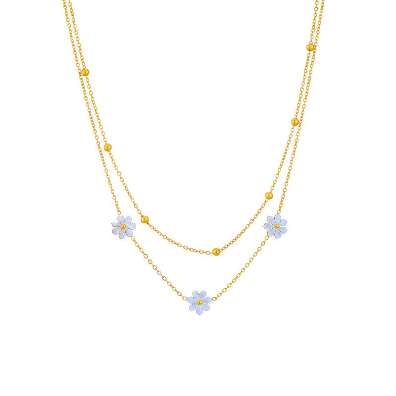 Fleur Daisy double-layer chain necklace styled