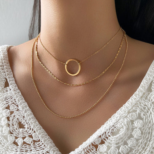 Mila™ Circle Necklace — minimal circle pendant gold clavicle chain by CHIVIQUE