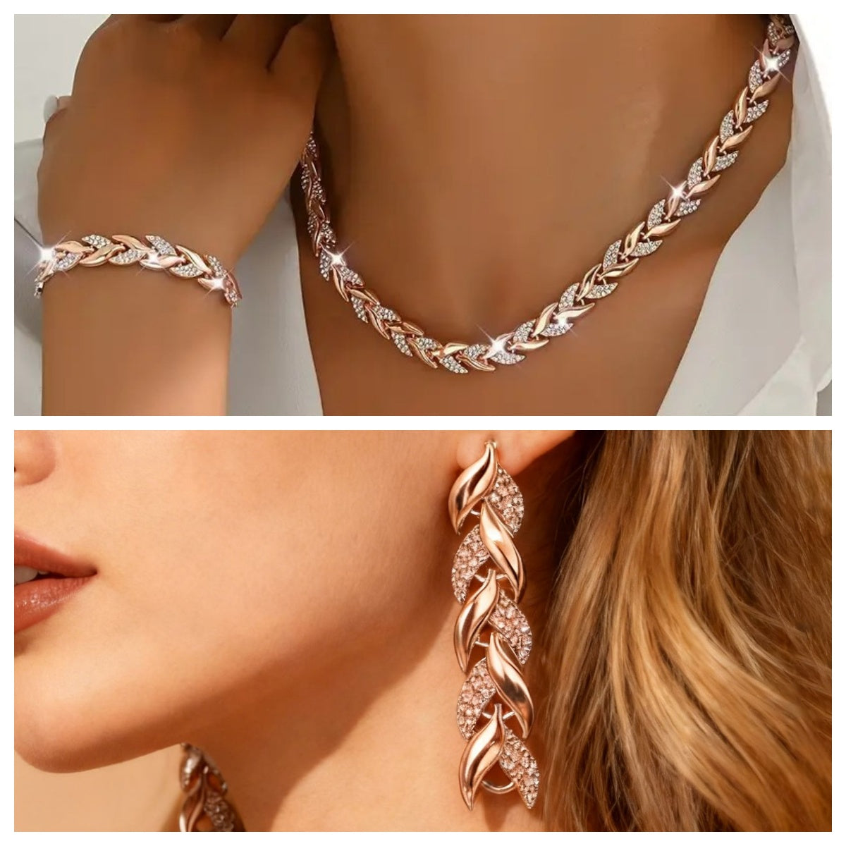 Botanical Leaf bracelet rose gold variant