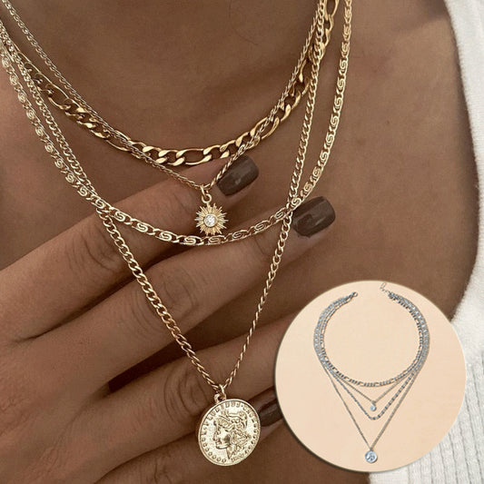 Chloe™ Gold Necklace — chunky gold layered necklace with charm detailing by CHIVIQUE