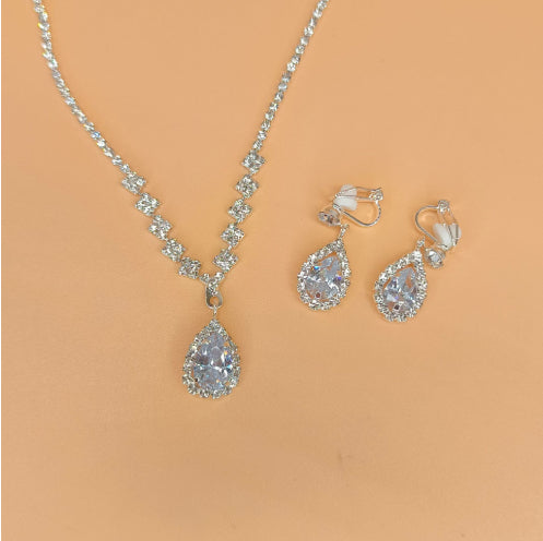Zircon Teardrop necklace styled bridal look