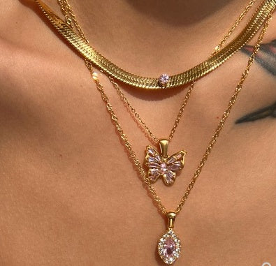 CHIVIQUE Olivia Zircon Pendant Necklace on titanium steel chain