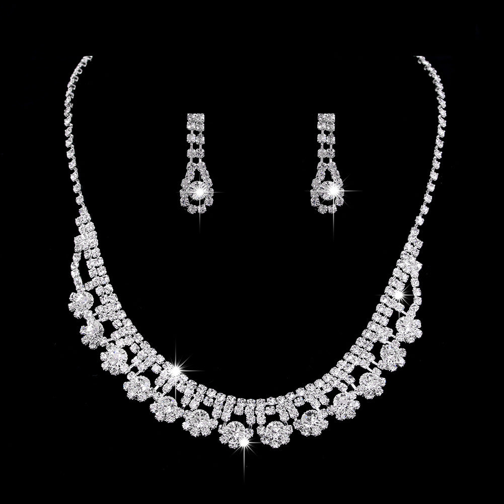 Zircon Teardrop Necklace Earring Set styled together
