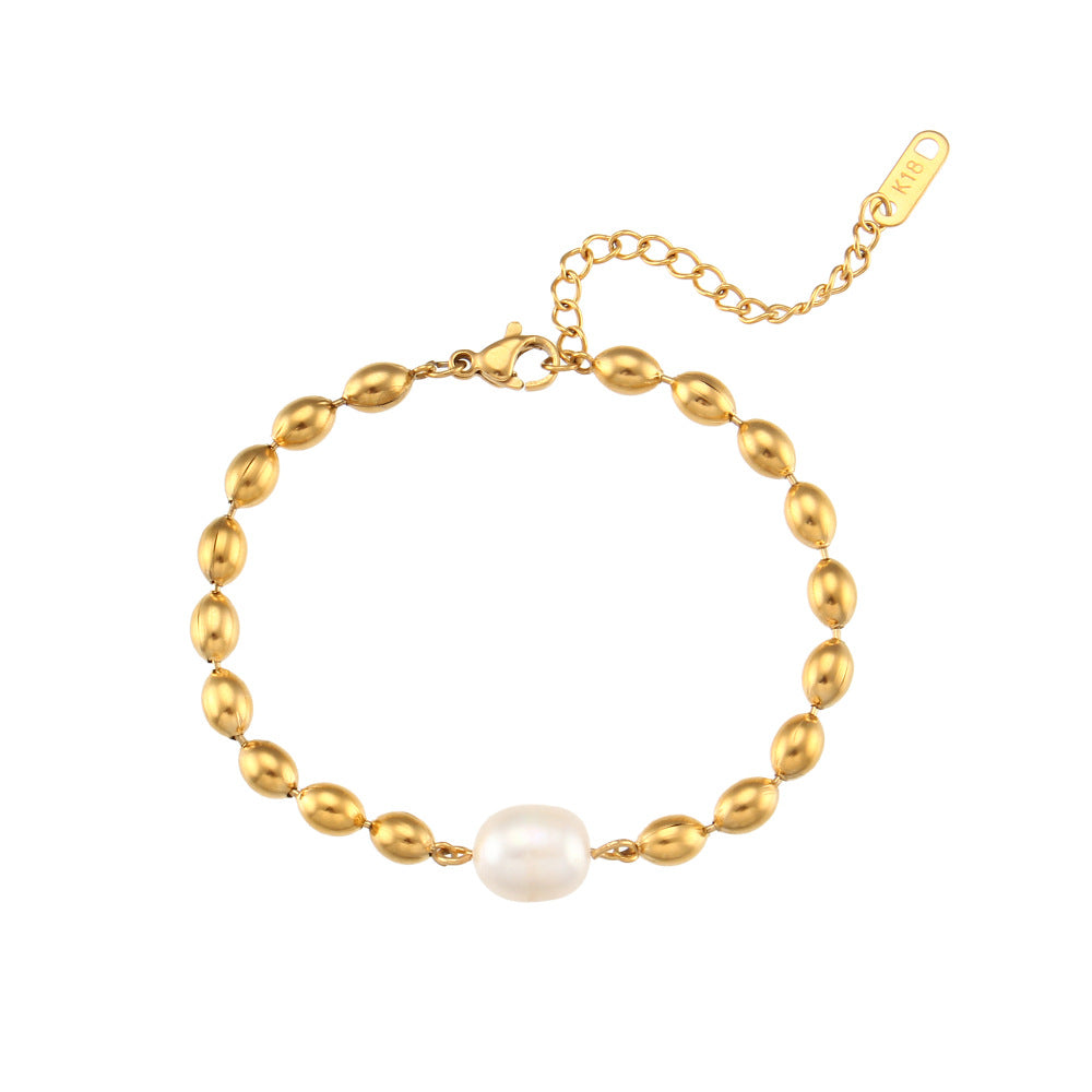 Neptune Freshwater Pearl Necklace stainless steel chain